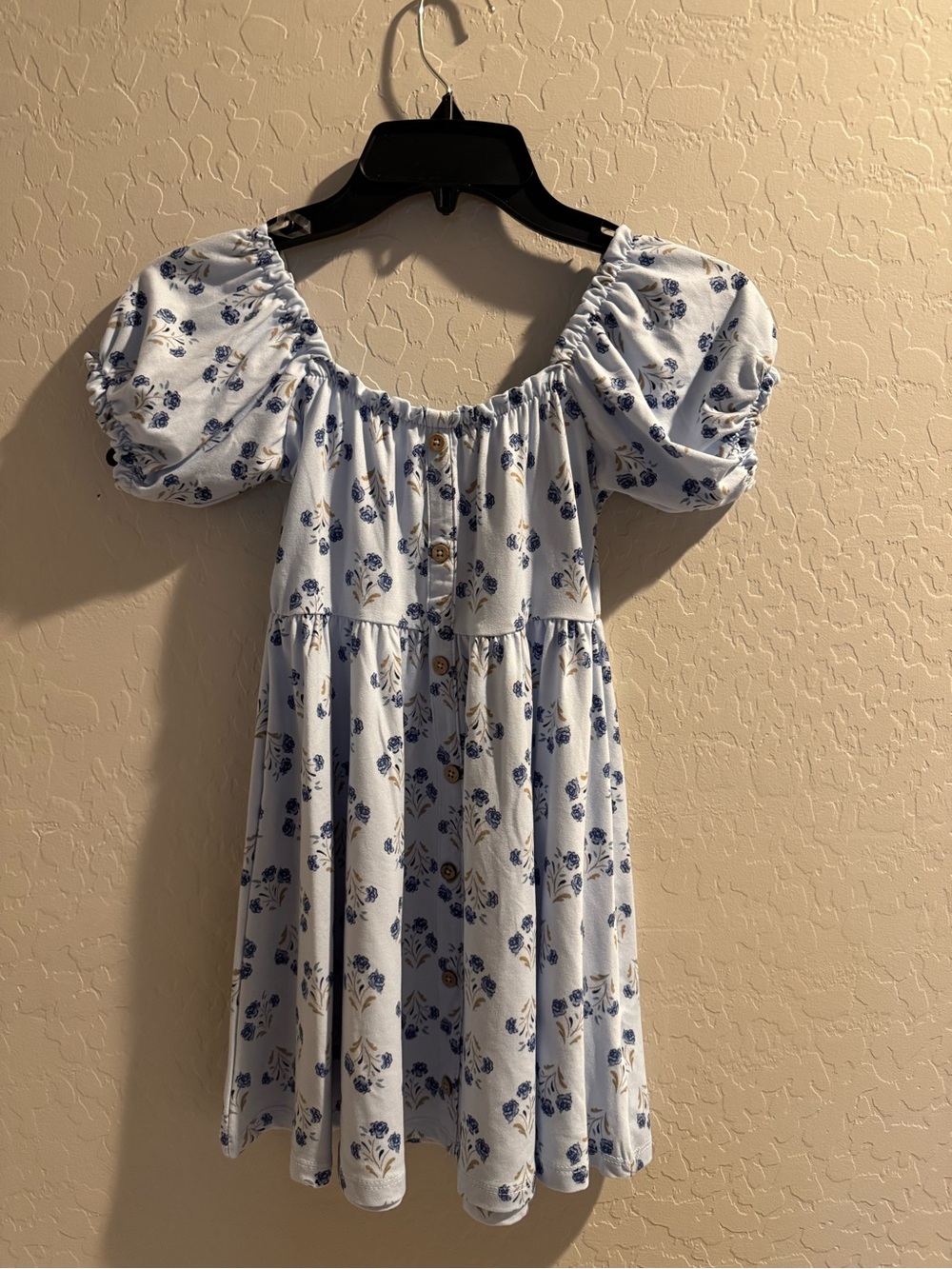 btween Light Blue Floral Puff-Sleeve Dress